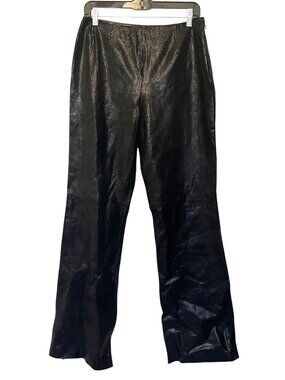 Etcetera Womens Black Embossed Flannel Pattern Leather Pants Size 10 Fully Lined